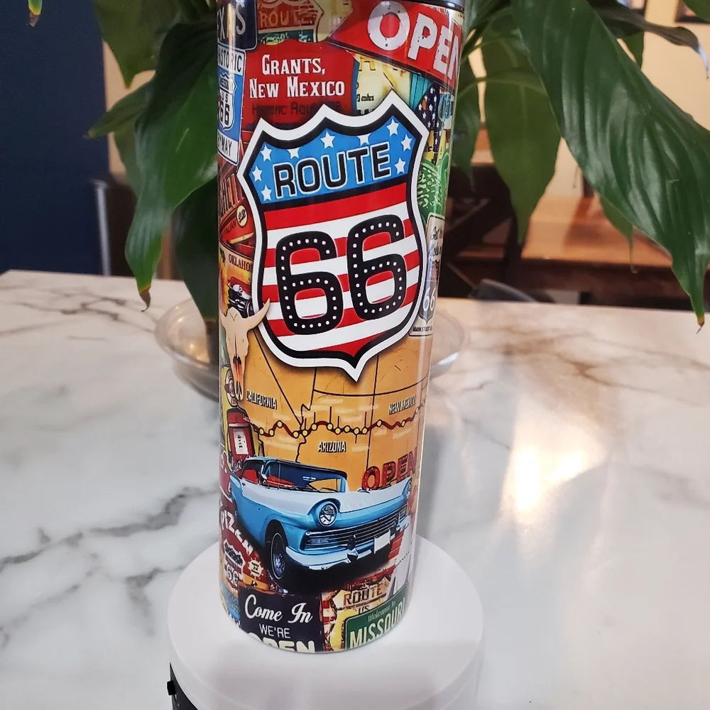 ROUTE 66 Map & Signs 20oz Tumbler  with duo lids 🎉sale